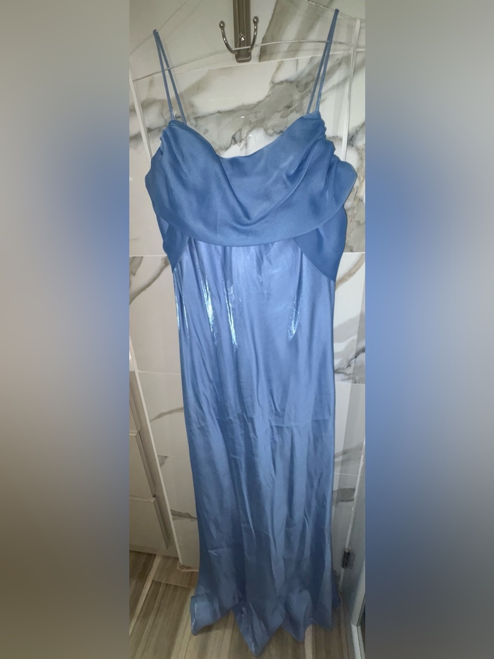 Elegant Blue Draped Evening Dress